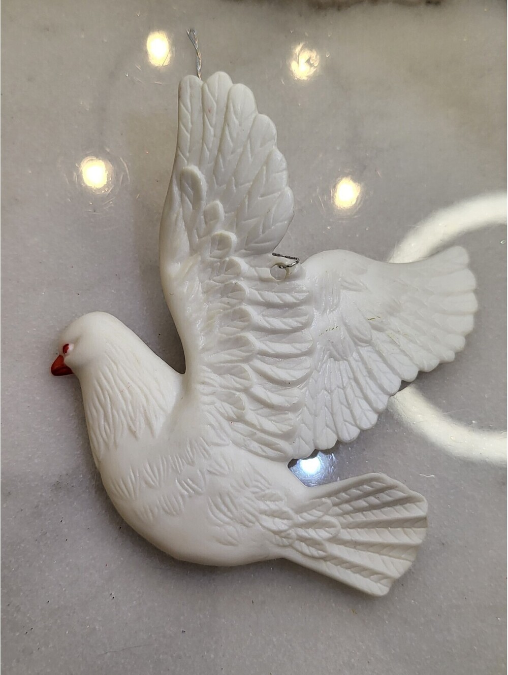 Vtg Flying White Turtle Dove Winter Christmas Ornament Tree Ornament 4.25" A77